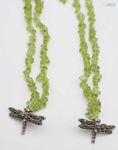 2-18 INCH PERIDOT/AGATE BEADED NECKLACE