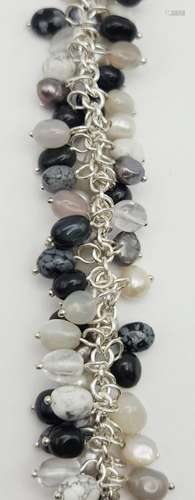 7.5 INCH STERLING STONE BEADED CLUSTER DANGLY