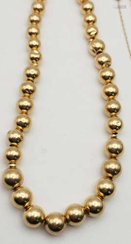 14k GOLD LARGE BEADED NECKLACE 24" LONG