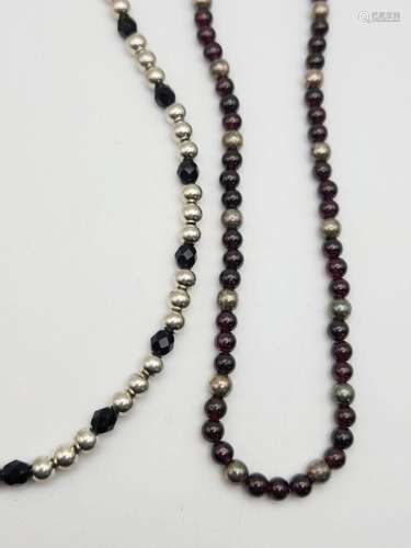 (2) STERLING BEADED NECKLACES 16"