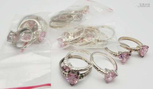 (20) STERLING RINGS with PINK STONE