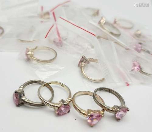 (20) STERLING RINGS with PINK STONE