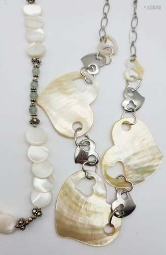 2-STERLING NECKLACES WITH MOTHER OF PEARL/