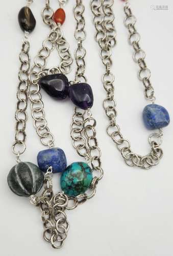 DOUBLE STRANDED 925 LINKED NECKLACE WITH