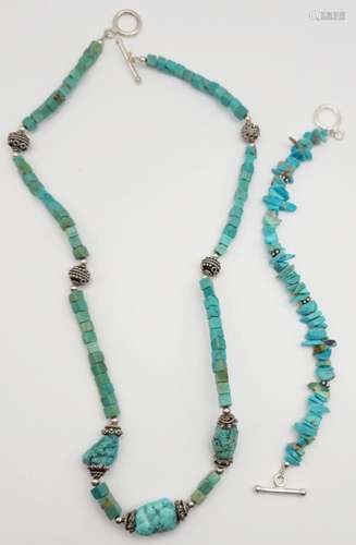 MULTI TONED TURQUOISE BEADED NECKLACE