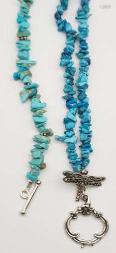 CHIPPED TURQUOISE BEADED JEWELRY LOT: