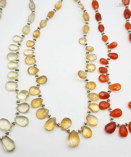 3-STERLING & STONE BEADED NECKLACES