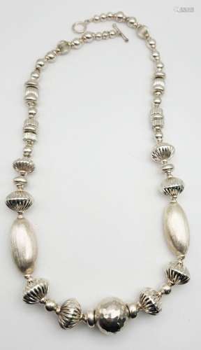 23.5 INCH STERLING BEADED NECKLACE