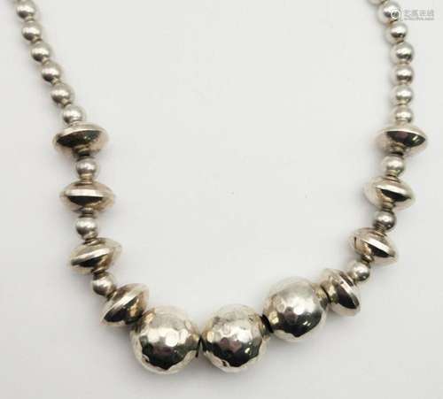 21.5 INCH STERLING BEADED NECKLACE WITH