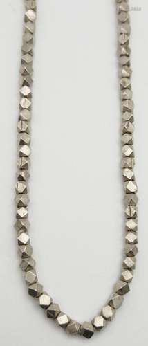 18 INCH STERLING GEOMETRIC BEADED NECKLACE