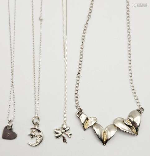 4-STERLING FASHION NECKLACES ALL WITH DIFF