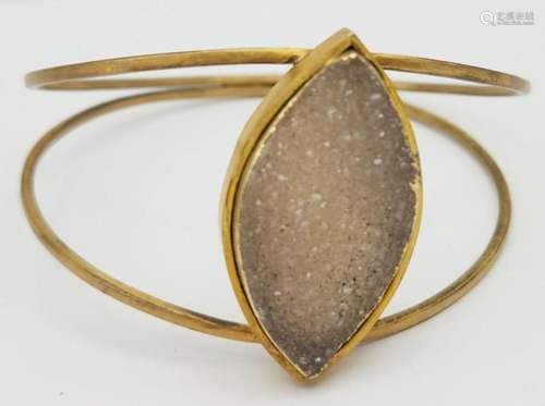 SPLIT SHANK GOLD TONED 925 CUFF WITH GLITTERY