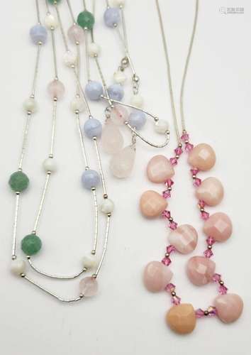 2-LIQUID STERLING NECKLACES WITH PASTEL