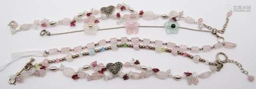 5-STERLING BEADED BRACELETS WITH PASTEL COLORED