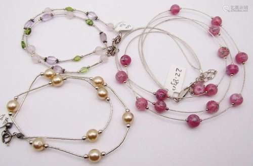 3-LIQUID STERLING NECKLACEWS WITH MULTI