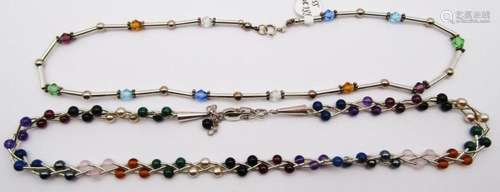 2-STERLING BEADED NECKLACES WITH MULTI