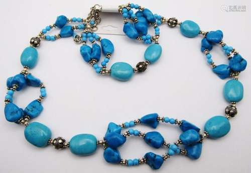 SET! MULTI STRANDED TURQUOISE & 925 BEADED