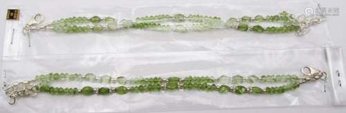 2-NEW! DOUBLE STRANDED PERIDOT/AGATE BEADED