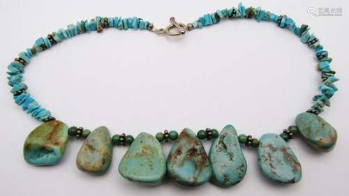 SOUTHWESTERN STERLING TURQUOISE BEADED