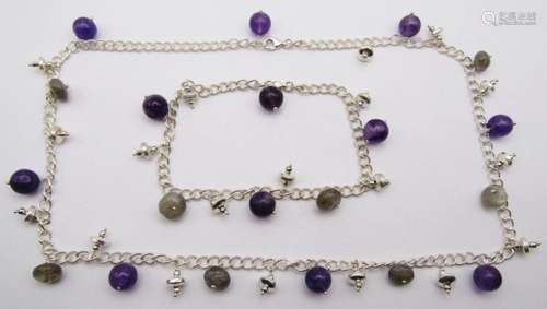 SET! STERLING LINKED NECKLACE WITH AMETHYST