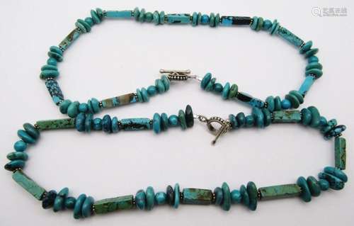 2-15.5 INCH MULTI TONED TURQUOISE BEADED