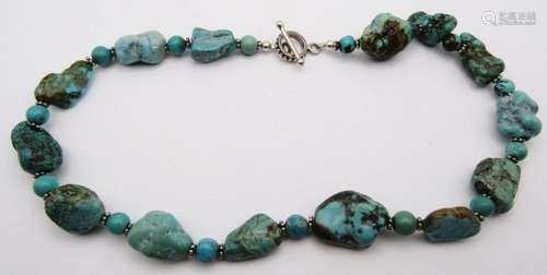 15.5 INCH TURQUOISE BEADED NECKALCE WITH