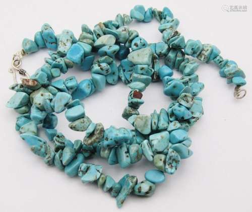 30 INCH TURQUOISE BEADED NECKLACE WITH