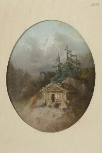 Ecole du XIXe siècle. <br/>Chalet en montagne. <br/...