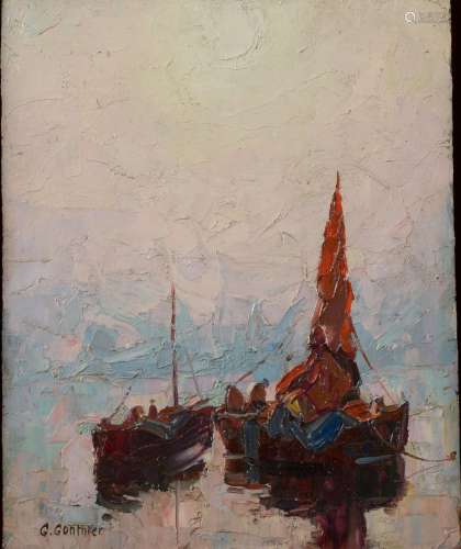 Georges GONTHIER (1886-1969).<br/>Les barques.<br/&...