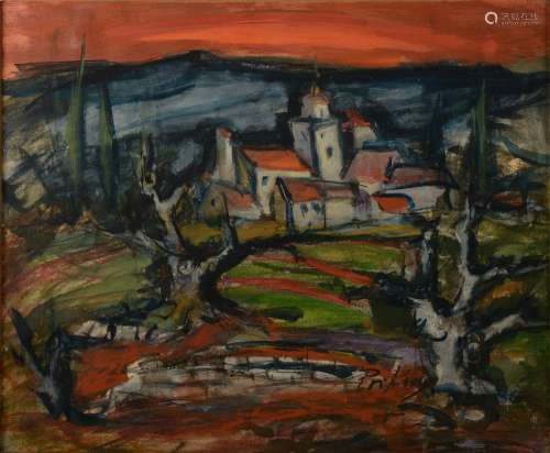 Franz PRIKING (1929-1979).<br/>Paysage de Provence.<...