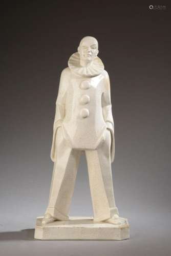 Max LE VERRIER (1891-1973).
Pierrot. 
Faïence blanche c