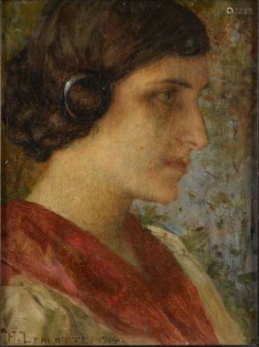 Fernand LEMATTE (1850-1929).<br/>Portrait d'une je...