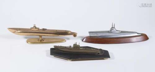 THREE SAILOR-MADE SUBMARINE MODELS