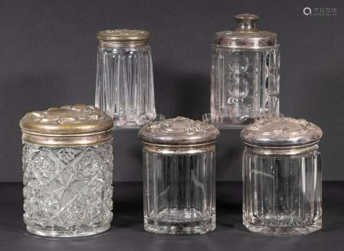 (5) VICTORIAN GLASS TOBACCO JARS