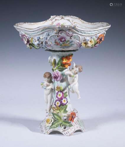 DRESDEN PORCELAIN FIGURAL COMPOTE