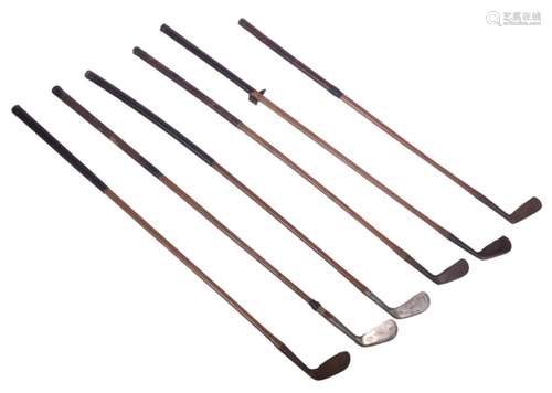 LOT OF (6) WOOD-SHAFTED AMERICAN GOLF CLUBS, CIRCA 1920'...