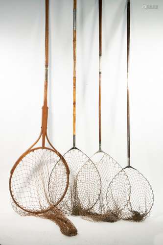 (4) VINTAGE FRESHWATER FISHING NETS