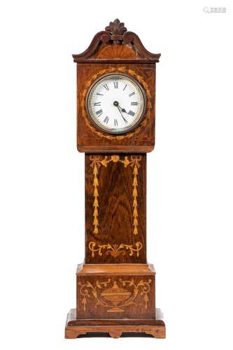 INLAID ROSEWOOD TALL CASE FORM MANTEL CLOCK