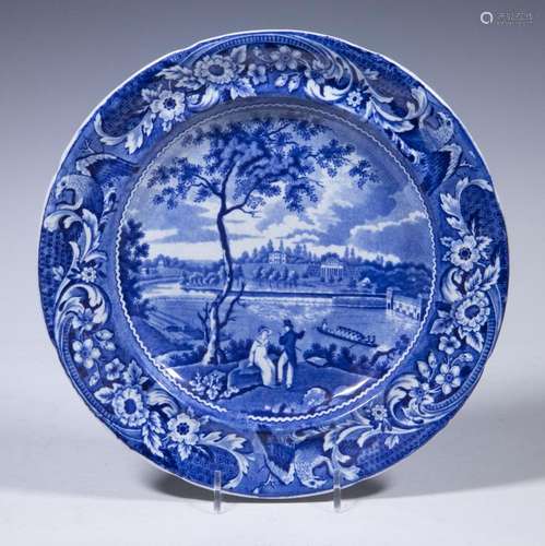 HISTORICAL DARK BLUE STAFFORDSHIRE AMERICAN VIEW PLATE