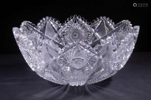 AMERICAN BRILLIANT PERIOD CUT GLASS PUNCH BOWL