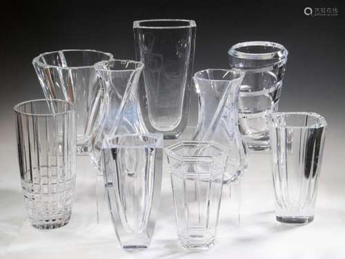 (9) CLEAR CUT CRYSTAL VASES