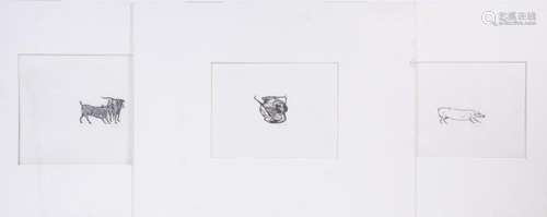 (3) MINIATURE WOODBLOCK PRINTS BY LEONARD BASKIN (ME/MA/NY, ...