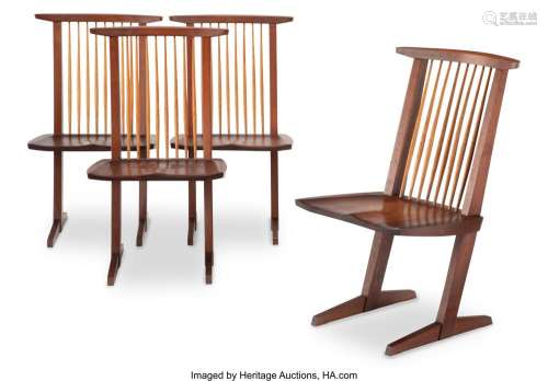 George Nakashima (American, 1905-1990) Set of Four Conoid Ch...