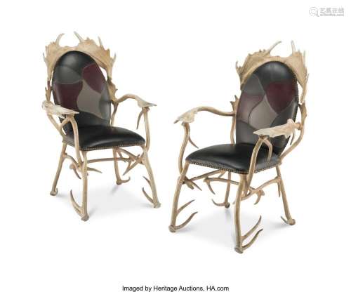 Arthur Court (American, 1928-2015) Pair of Antler Chairs, ci...