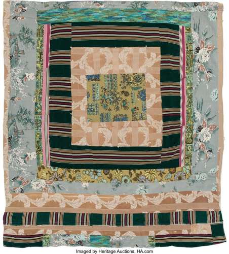 American School (20th Century) Square-in-a-Square Quilt, cir...