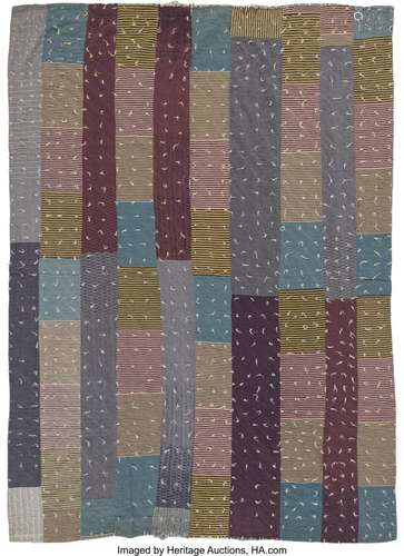 American School (20th Century) Strip Quilt, circa 1940 Piece...