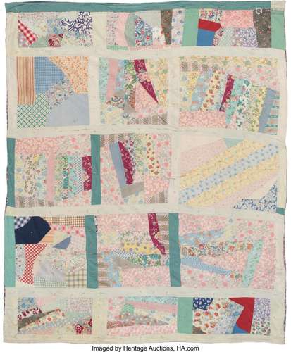 American School (20th Century) Summer Clothes Crazy Quilt, 1...