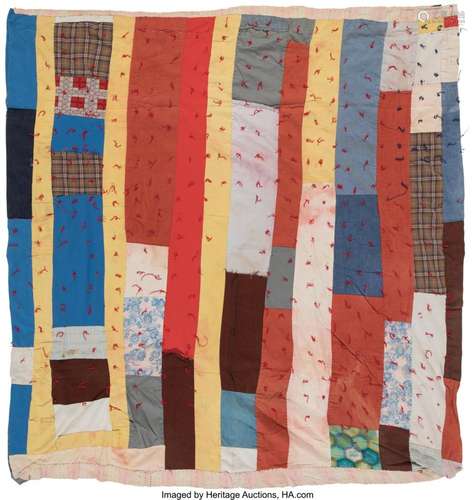 American School (20th Century) Strip Quilt, circa 1980 Piece...