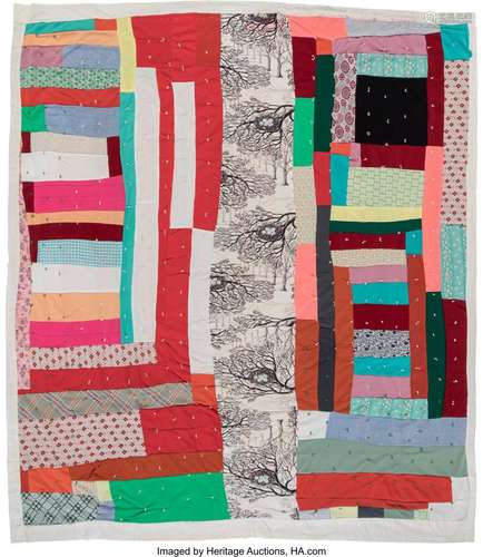 American School (20th Century) Patterned Strip Quilt, circa ...