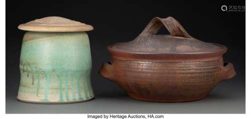 Karen Karnes (American, 1925-2016) Two Covered Vessels Glaze...